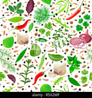 Faire cuire les herbes et épices seamless pattern vector set Banque D'Images