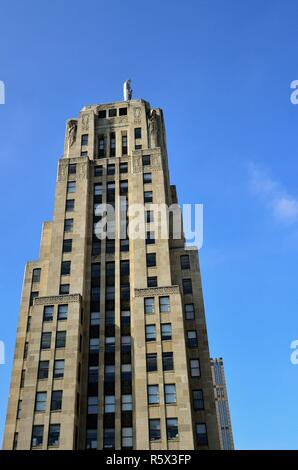 Chicago, Illinois, USA. Chicago Board of Trade Building à la tête de LaSalle Street et du quartier financier de Chicago. Banque D'Images
