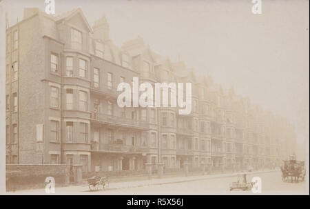 * Vintage 1906 Carte postale photographique de manoir Wymering Road, Maida Vale, à Londres, en Angleterre. Banque D'Images