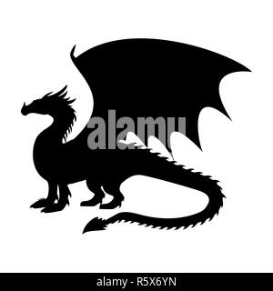 Silhouette fantastique mythologie symbole Dragon fantaisie. Banque D'Images