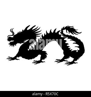 Dragon chinois symbole silhouette Chine traditionnelle Banque D'Images