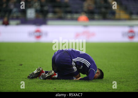 Bruxelles, Belgique - 02 DÉCEMBRE : Andy Najar photographié au cours de la Jupiler Pro League match day 17 entre le RSC Anderlecht et KRC Genk sur Décembre 02, 2018 à Bruxelles, Belgique. (Photo de Vincent Van Doornick/Isosport) Banque D'Images