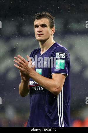 Bruxelles, Belgique - 02 DÉCEMBRE : Ivan Santini illustré au cours de la Jupiler Pro League match day 17 entre le RSC Anderlecht et KRC Genk sur Décembre 02, 2018 à Bruxelles, Belgique. (Photo de Vincent Van Doornick/Isosport) Banque D'Images