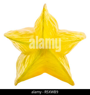 Fruits mûrs star carambole ou étoile ( apple ) tranches de caramboles isolé sur fond blanc avec chemin de détourage. Banque D'Images