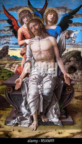 Le Christ comme Rédempteur souffrant d'Andrea Mantegna (1431-1506), tempera sur panneau, 1495-1500 Banque D'Images