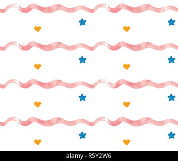 Belle Aquarelle de Noël motif transparent avec des chaussettes et des coeurs. Bonne année de la décoration. Jours fériés pour des tirages de décoration textile, papier, cartes etc Banque D'Images
