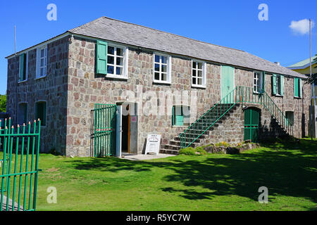 CHARLESTOWN, Nevis -22 nov 2018- Vue de la Nevis Historical Museum, le berceau de Père fondateur américain Alexander Hamilton. Banque D'Images