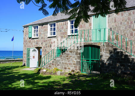 CHARLESTOWN, Nevis -22 nov 2018- Vue de la Nevis Historical Museum, le berceau de Père fondateur américain Alexander Hamilton. Banque D'Images