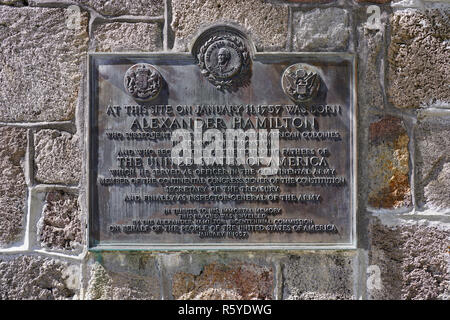 CHARLESTOWN, Nevis -22 nov 2018- Vue de la Nevis Historical Museum, le berceau de Père fondateur américain Alexander Hamilton. Banque D'Images