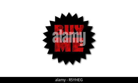 Texte "Achetez-moi" sur fond blanc. Effet Gribouillis Banque D'Images