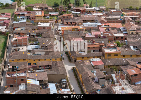 Vue aérienne de houese à Ollantaytambo du Pérou Banque D'Images