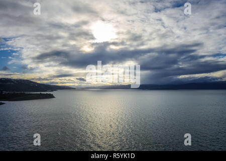 La baie de Wellington, Nouvelle-Zélande, au coucher du soleil Banque D'Images