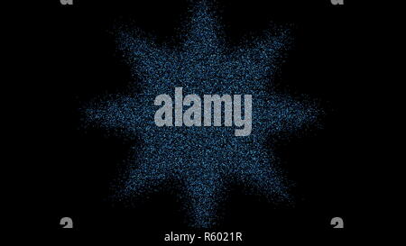 La formation de l'étoile des particules. Tunnel futuriste numérique. Le rendu 3D Banque D'Images