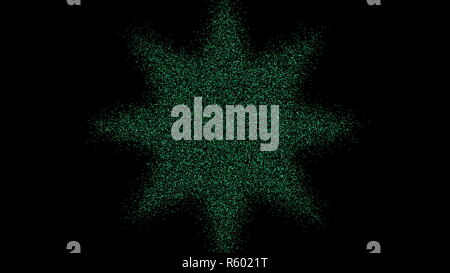 La formation de l'étoile des particules. Tunnel futuriste numérique. Le rendu 3D Banque D'Images