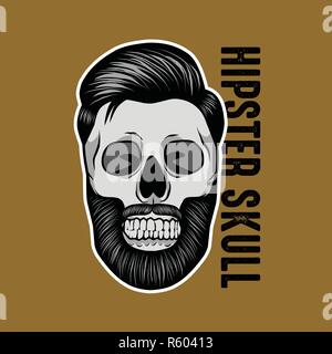 Hipster Crâne Illustration Mascot Illustration de Vecteur