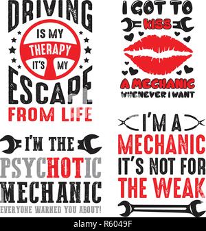 Disant mécanicien & Devis Set, 100 % Scénario, Meilleur pour la conception d'impression Illustration de Vecteur