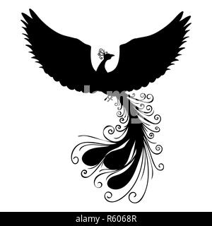 Silhouette oiseau Phoenix mythologie ancienne fantaisie Banque D'Images