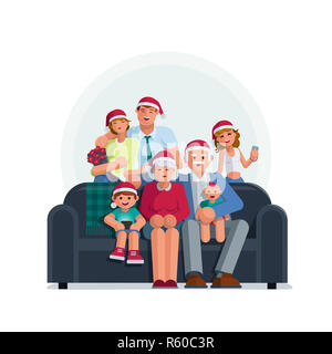 Toute la famille est ensemble à Noël. Banque D'Images