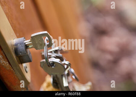 Ouvrir porte du jardin avec clé Banque D'Images