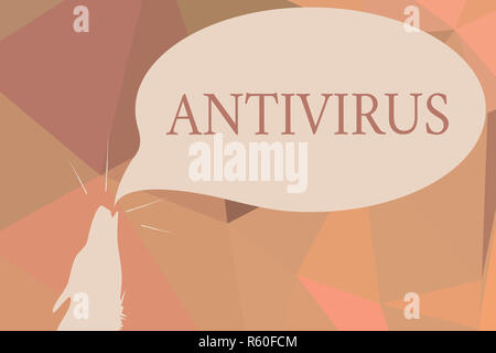 Écrit remarque montrant Antivirus. Photo d'entreprise présentant le logiciel conçu pour détecter et détruire les virus informatiques forme du contour de tête de loup vers Banque D'Images
