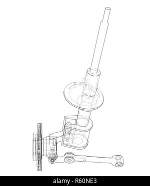 Les amortisseurs de voiture avec disque de frein contours Banque D'Images