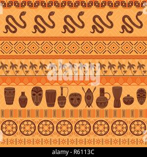 Ethnique Tribal modèle homogène. Ornement géométrique abstraite avec des motifs africains. Vector illustration. Parfait pour l'impression textile, papier peint, tissu le desi Illustration de Vecteur