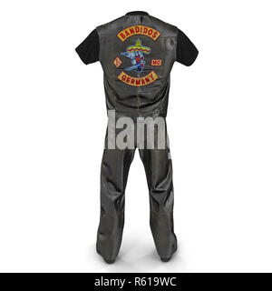 Tenue de motards sur fond blanc. 3D illustration Banque D'Images