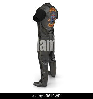 Tenue de motards sur fond blanc. 3D illustration Banque D'Images