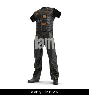 Tenue de motards sur fond blanc. 3D illustration Banque D'Images