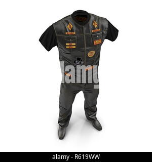 Tenue de motards sur fond blanc. 3D illustration Banque D'Images