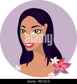 Belle jeune femme aux cheveux noirs beauté exotique Vector illustration Illustration de Vecteur