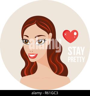 Jeune femme avec des cheveux roux ondulés smiling semble superbe Vector illustration Illustration de Vecteur