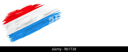Drapeau peint des brosses. Style dessinées à la main et drapeau du Luxembourg isolé sur fond blanc avec place pour le texte. Banque D'Images