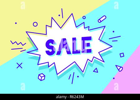 Vente, bulle. Bannière, bulle, affiche et un autocollant Illustration de Vecteur