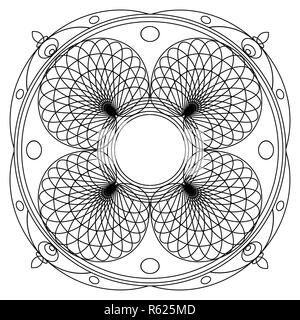 Mandalas pour livre à colorier. Noir et blanc décoration ornement Contour rond. Forme de fleur inhabituelle. Vecteur oriental et des modes de thérapie anti-stress Banque D'Images