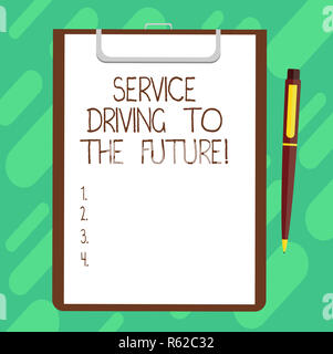 Main conceptuel écrit, indiquant la conduite de service à l'avenir. Texte photo d'affaires technologies modernes assistance services feuille de papier bond sur Clip Banque D'Images