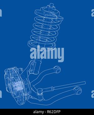 Suspension voiture avec absorbeur de choc Banque D'Images