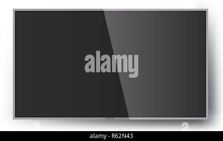 Smart TV de mock-up, scénario plat, TV LED écran accroché au mur. Illustration de Vecteur