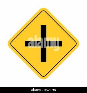 Illustration d'un panneau de circulation indiquant un carrefour Illustration de Vecteur