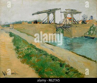 Le pont Langlois. Date : mars 1888, Arles. Dimensions : 59,6 cm x 73,6 cm, 77,1 cm x 91,0 cm. Musée : Musée Van Gogh, Amsterdam. Auteur : VAN GOGH, Vincent. VINCENT VAN GOGH. Banque D'Images