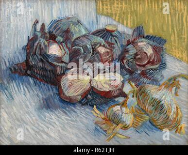 Choux rouges et les oignons. Date : octobre-novembre 1887, Paris. Dimensions : 50,2 cm x 64,3 cm, 68,2 cm x 82,8 cm. Musée : Musée Van Gogh, Amsterdam. Auteur : VAN GOGH, Vincent. VINCENT VAN GOGH. Banque D'Images