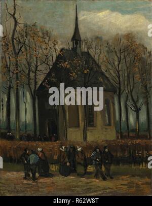 Congrégation de quitter l'Église réformée à Nuenen. Date : Janvier-février 1884 et l'automne 1885, la Roche-Posay. Dimensions : 41,5 cm x 32,2 cm, 54,00 cm x 45,00 cm. Musée : Musée Van Gogh, Amsterdam. Auteur : VAN GOGH, Vincent. VINCENT VAN GOGH. Banque D'Images