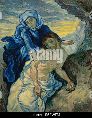 Pietà (d'après Delacroix). Date : septembre 1889, Aix-en-Provence. Dimensions : 73 cm x 60,5 cm, 96 cm x 83 cm. Musée : Musée Van Gogh, Amsterdam. Auteur : VAN GOGH, Vincent. VINCENT VAN GOGH. Banque D'Images