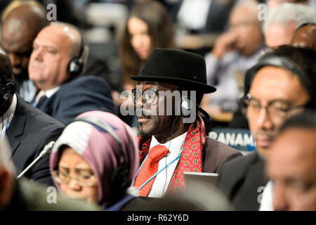 Katowice, Pologne. 19Th Mar, 2018. Les délégués à la Conférence des Nations Unies sur le changement climatique dans la région de Katowice, Pologne, le 3 décembre 2018. Les délégués de près de 200 pays a entamé des pourparlers le dimanche sur des actions urgentes pour enrayer le changement climatique trois ans après l'Accord sur le changement climatique de Paris est fixé comme objectif de maintenir le réchauffement climatique en dessous de 2 degrés Celsius. Les deux semaines de la Conférence des Nations Unies sur le changement climatique, connu sous le nom de COP24, est tenue dans le sud de la ville polonaise de Katowice. Credit : Jaap Arriens/Xinhua/Alamy Live News Banque D'Images