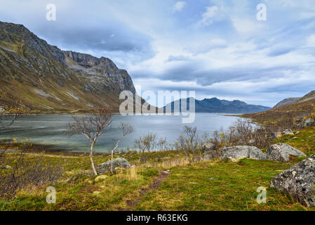 Beau paysage de montagnes et de mer, Tromso, Norvège Banque D'Images