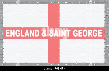 Une section de mur en brique en un arrière-plan pour le drapeau de Saint George d'Angleterre Illustration de Vecteur