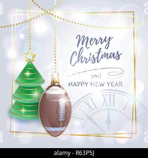 Joyeux Noël. Bonne Année. Sports Carte de vœux. Le football américain. Vector illustration. Illustration de Vecteur