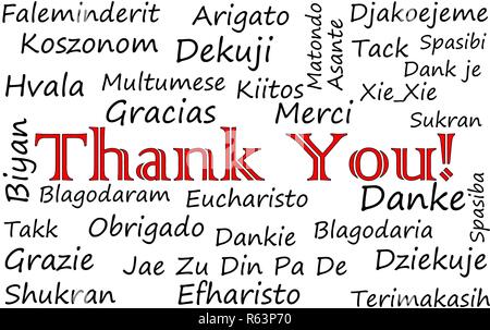 Merci Wordcloud sur fond blanc â€" illustration Banque D'Images