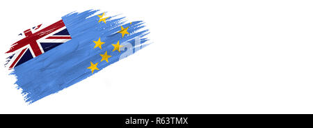 Drapeau peint des brosses. Le style dessiné à la main de Tuvalu drapeau isolé sur fond blanc avec place pour le texte. Banque D'Images