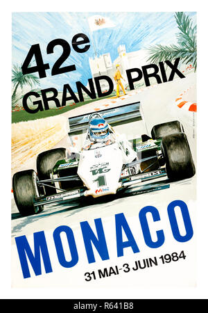 Vintage poster pour le Grand Prix de Monaco 1984 de Formule 1 Banque D'Images
